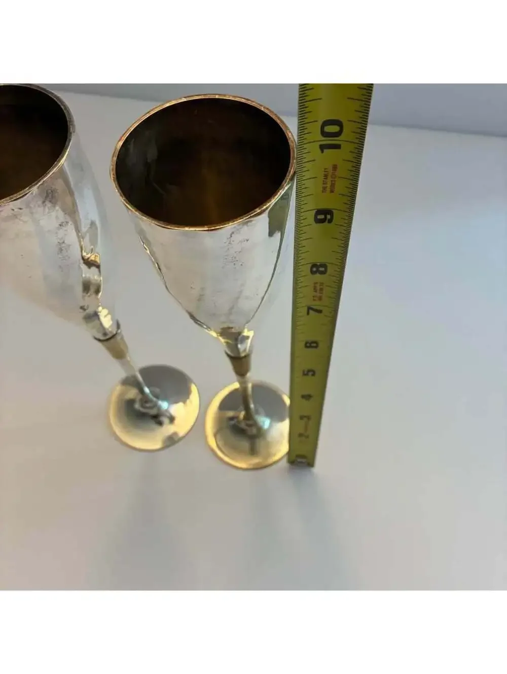 Vintage Silver Plated Champagne Flutes Pair Toasting Goblets Wedding Bar Decor